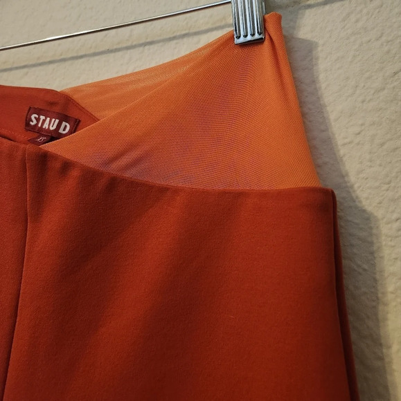 STAUD Carmine Red Colorblock Nylon Blend Wide Leg Pants Size XS - Picture 7 of 12